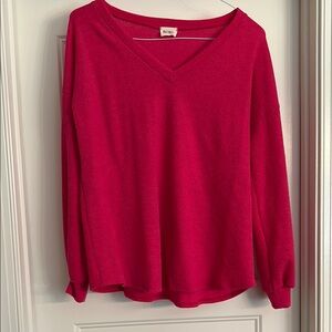 Vibrant Pink V-Neck Sweater